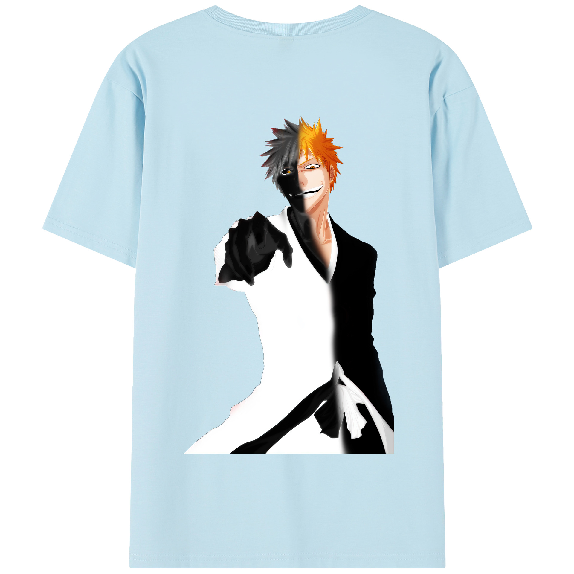 （画像用） ブリーチ 黒崎一護（くろさき いちご）BLEACH Kurosaki Ichigo 綿100％半袖Tシャツ（背面プリント）